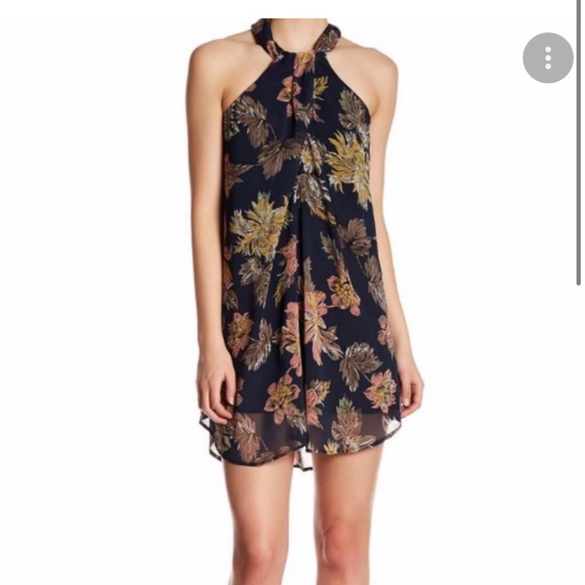 Astr Blue Floral Halter Mini Dress Size Large